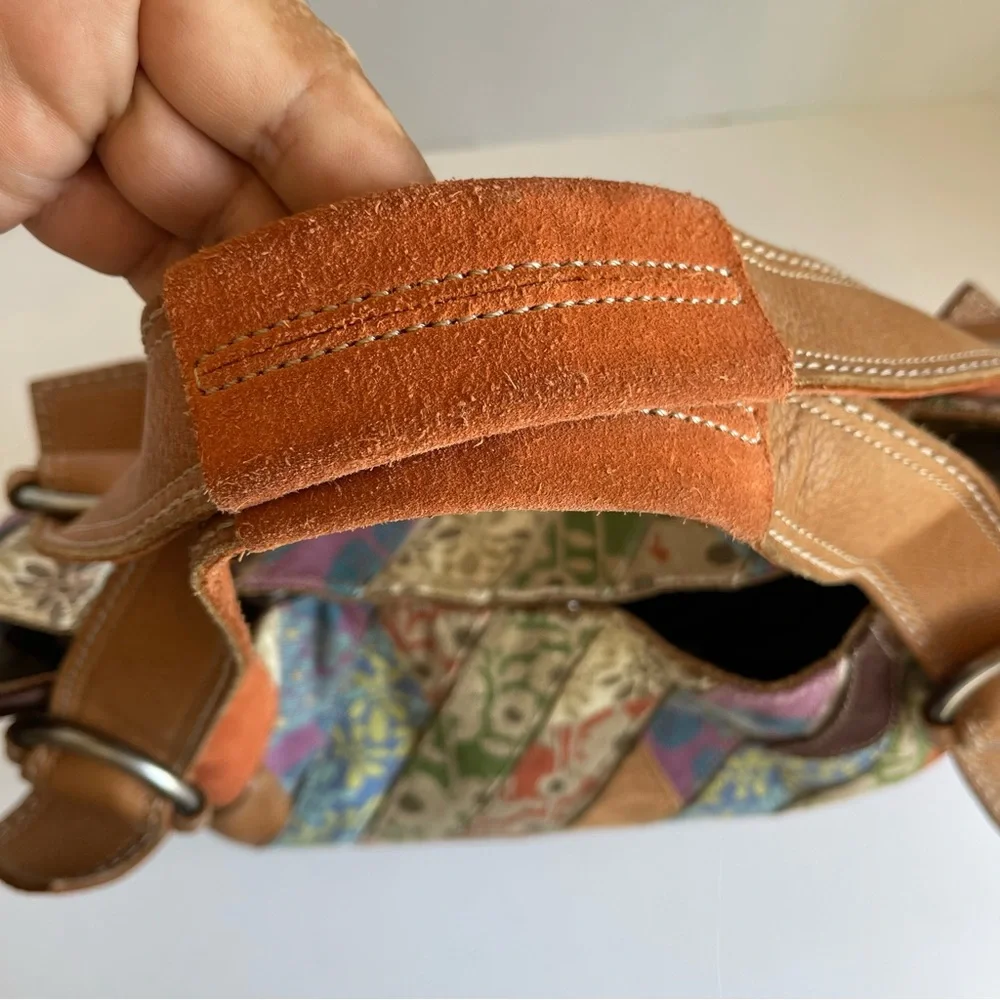 Patchwork Floral Suede & Leather Tote - Tan Multi